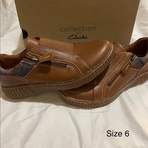 New Women'sClarks Collection Leather Slip-Ons